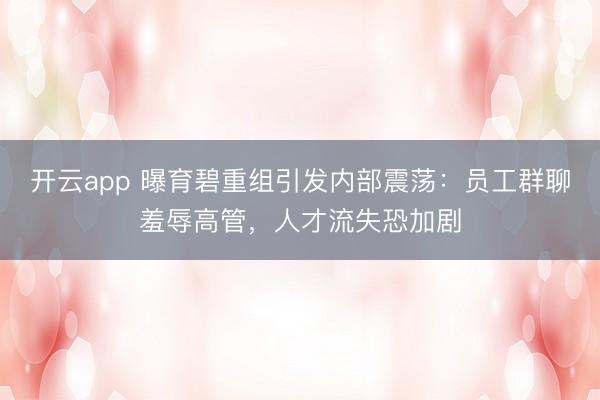 开云app 曝育碧重组引发内部震荡:员工群聊羞辱高管,人才流失恐加剧