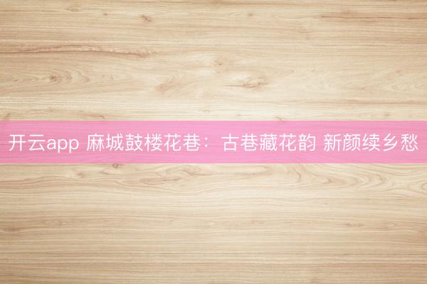 开云app 麻城鼓楼花巷：古巷藏花韵 新颜续乡愁