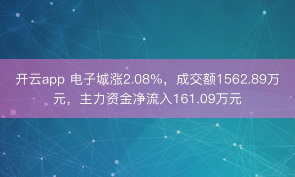 开云app 电子城涨2.08%,成交额1562.89万元,主力资金净流入161.09万元
