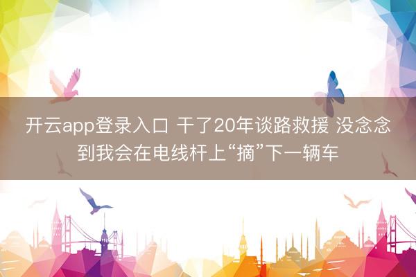 开云app登录入口 干了20年谈路救援 没念念到我会在电线杆上“摘”下一辆车