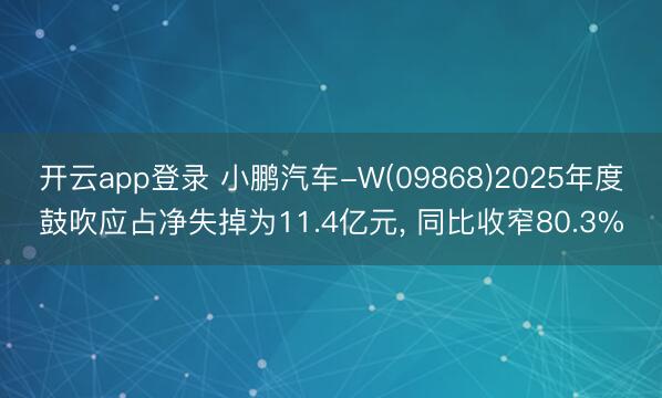 开云app登录 小鹏汽车-W(09868)2025年度鼓吹应占净失掉为11.4亿元， 同比收窄80.3%