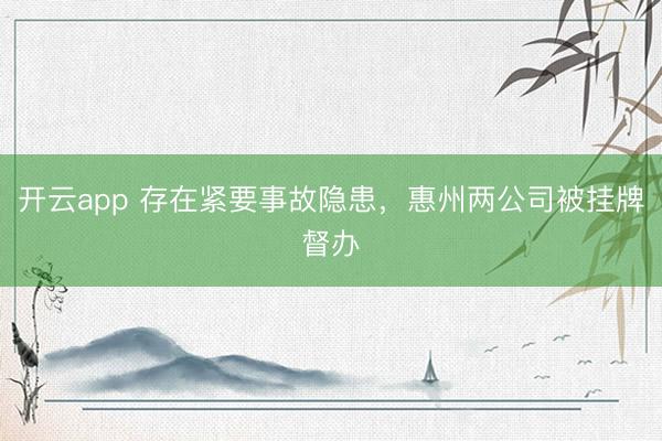 开云app 存在紧要事故隐患，惠州两公司被挂牌督办