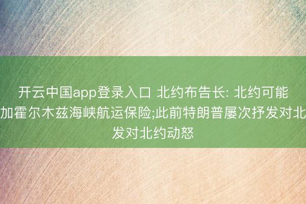 开云中国app登录入口 北约布告长: 北约可能成功参加霍尔木兹海峡航运保险;此前特朗普屡次抒发对北约动怒