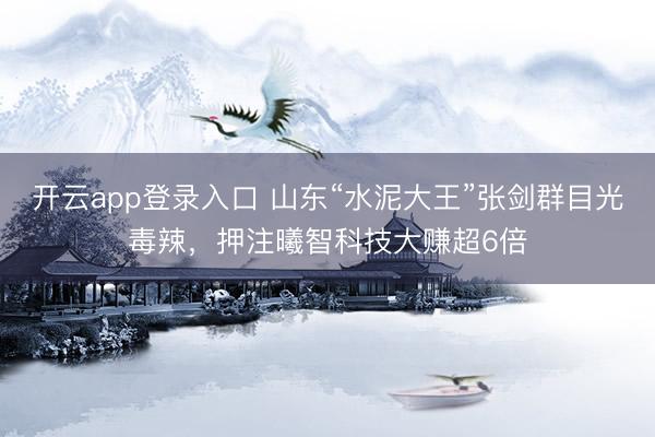 开云app登录入口 山东“水泥大王”张剑群目光毒辣，押注曦智科技大赚超6倍