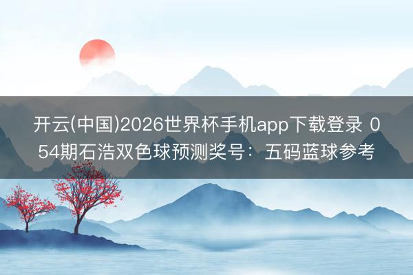 开云(中国)2026世界杯手机app下载登录 054期石浩双色球预测奖号:五码蓝球参考