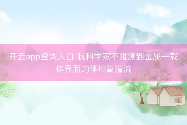 开云app登录入口 我科学家不雅测到金属—载体界面的体相氧溢流