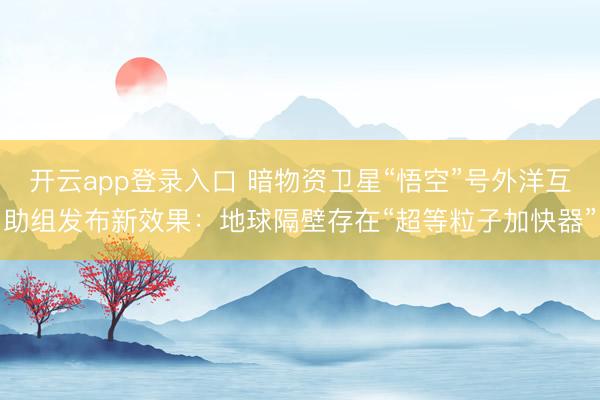 开云app登录入口 暗物资卫星“悟空”号外洋互助组发布新效果:地球隔壁存在“超等粒子加快器”