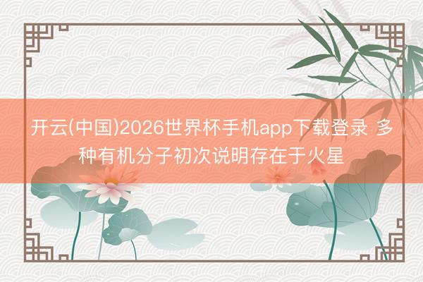 开云(中国)2026世界杯手机app下载登录 多种有机分子初次说明存在于火星