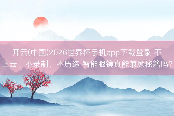 开云(中国)2026世界杯手机app下载登录 不上云、不录制、不历练 智能眼镜真能兼顾秘籍吗?