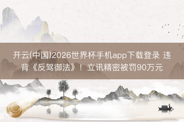 开云(中国)2026世界杯手机app下载登录 违背《反驾御法》!立讯精密被罚90万元
